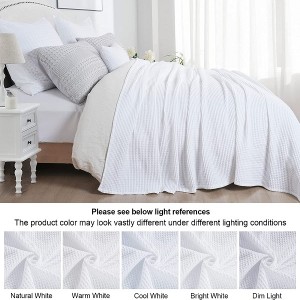 100% Cotton Waffle Weave Blanket Queen Size Washed Warm Soft Lightweight Breathable Blanket para sa Lahat ng Season