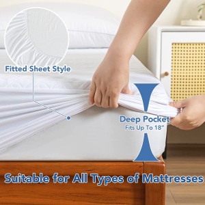 100% Bamboo Waterproof Mattress Protector Queen Size Cover Breathable Noiseless Fitted Style na may Malalim na bulsa