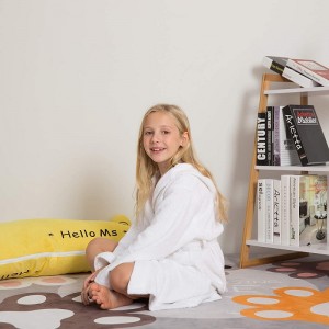 子供用バスローブ クラシックなフード付きデザイン ホワイト テリータオル 4～10歳のお子様に最適