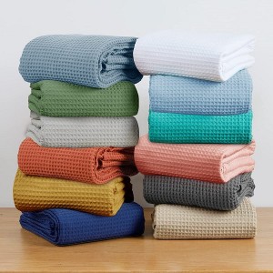 100% Cotton Waffle Weave Blanket Size Queen Washed Warm Soft Lightweight Blanket ຜ້າຫົ່ມລະບາຍອາກາດໄດ້ທຸກລະດູການ