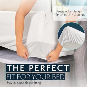 Hotel Luxury အိပ်ယာအစုံ၊ နက်နဲသောအိတ်ကပ်များ Wrinkle & Fade Resistant Hypoallergenic Sheet Pillow Case Set