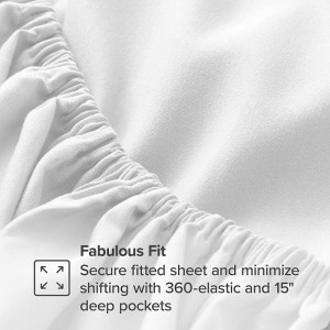 White Hotel Luxury Bed Sheets Set 4 Piece Ultra Soft  Deep Pockets  Easy Fit  Cooling & Breathable Sheet Wrinkle Resistant Cozy