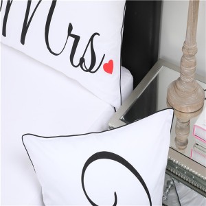 Fronha de algodão para casal de alta qualidade Mr. & Mrs Print Design prensado grosso suporta padrões de tamanho personalizado