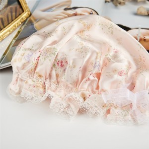 A legkeresettebb selyemháztetős egyedi tervező szatén hajborító rózsaszín csipkenyomott hajsapka