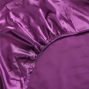 Engros billige luksus silke satin lagner dronning/konge sengesæt, violet farve ensfarvet sengetøj sæt