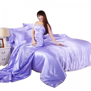 Bộ khăn trải giường bằng lụa Polyester Satin màu trơn Bộ ga trải giường
