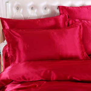 Private Label Polyester Satin Bedding Bed Sheet Pillow kasus Sets