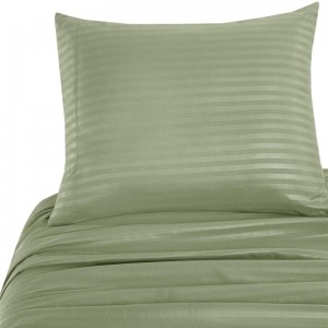 ชุดผ้าปูที่นอนเข้าชุด Deep Pocket 110GSM Microfiber Satin Stripe สีฟ้าอ่อน