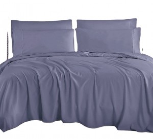 OEM/ODM आपूर्तिकर्ता 100% लियोसेल जैविक बांस ठोस रंग अनुकूलित बिस्तर सेट बेडशीट रजाई रजाई