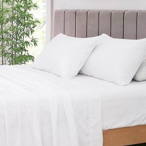 Khăn trải giường bằng tre nguyên chất Bộ khăn trải giường King Size Bộ 4 món Làm mát mềm mại sang trọng với túi sâu 16 inch