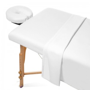 3-dielna sada masážneho stola z mikrovlákna – prémiová prikrývka na tvár – obsahuje ploché a priliehavé plachty s prikrývkou na tvár – biela