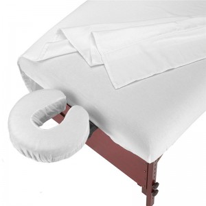 3-Piece Microfiber Massage Table Sheet Set - ပရီမီယံမျက်နှာဖုံးအိပ်ရာဖုံး - Face Cradle Cover ပါ၀င်သော ပြားချပ်ချပ်များနှင့် တပ်ဆင်ထားသော အခင်းများပါဝင်သည် - အဖြူရောင်