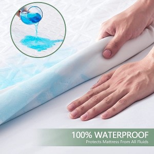 100% impermeable, transpirable, bambú, tela de aire 3D, funda de colchón de refrigeración, suave, suave, silencioso, lavable, tamaño Queen