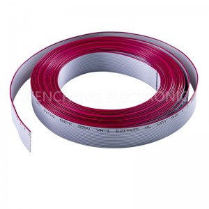 UL2651 PVC Flat Cable Gray lathyathyathya yokhala ndi mizere yofiira 1.0, 1.27,1.5,2.0, 2.54mm Pitch