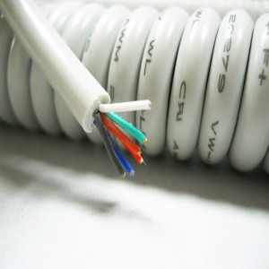 UL21253 Медицински пружински кадрава кабел Спирален кабел завиен кабел