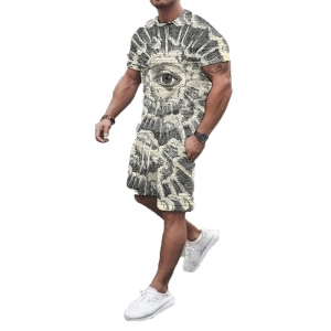 Men shorts tracksuits 2 pieces Summer T Shirts Printed Polyester Cotton Custom Logo