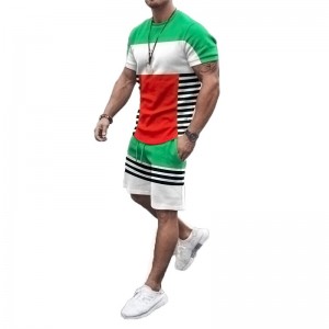 T Shirt and Shorts Set For Men Stripes Short Sleeve Plus Size Hip Hop Two Piece Factory
