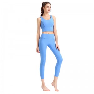 Tank Top Leggings Set Yoga Women Running Fitness Solid Color Seamless Summer Supplier