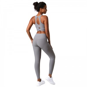 Fitness Yoga Wear Women High Waist Butt Lift Rib Lulu Sets Gym Clothes Factory