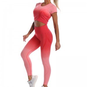 Ombre Yoga Wear Tie Dye Activewear 2 Pcs Seamless Suit New Style Women Clothes Supplier