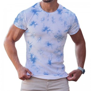 T Shirts Short Sleeve Printed O Neck Elastic Polyester Custom Logo