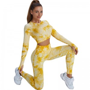 Yoga Sets Ladies Sports Seamless Fitness Long Sleeve Printed Compression Workout Eco Friendly Manufacturer