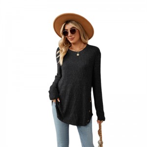 Women Pullover Sweatshirt T Shirt Plain Normal Long Sleeve O Neck Knitting Wear Leisure Loose Streetwear Wholesale