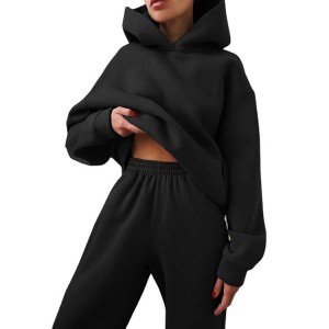 Hoodie Tracksuit For Women Autumn Winter Blank Sweatshirt Sweatpant Oversized Two Pieces Sets Supplier