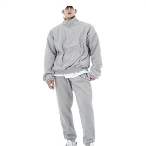 Mens Tracksuit Half Zipper Sport Fleece Sweatsuit Track Suit Tracking Wear Loose Plus Size Custom Logo