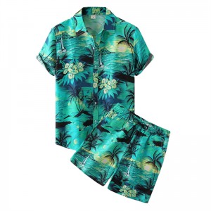 Beach Set For Men Hawaiian Shirt And Shorts Two Piece Short Sleeve Floral New Design