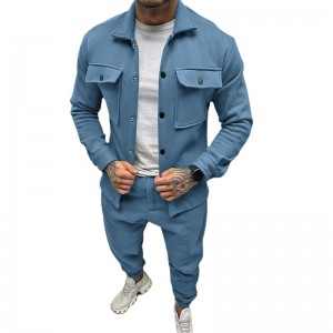Tracksuit For Men Suede Outdoor Running Sweatsuit Sports Jogging Jacket Pant Plus Size New Fashion
