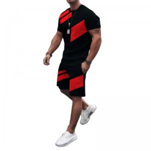 Men T Shirt Set Summer Two Pieces Two Tone Beach Outwear Casual New Arrival