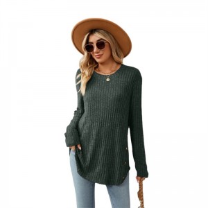 Women Pullover Sweatshirt T Shirt Plain Normal Long Sleeve O Neck Knitting Wear Leisure Loose Streetwear Wholesale