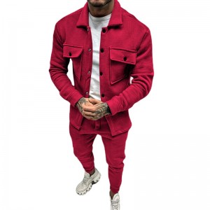 Tracksuit For Men Suede Outdoor Running Sweatsuit Sports Jogging Jacket Pant Plus Size New Fashion