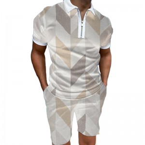 Men Sportswear Polo T Shirt Shorts Outfit 3D Printed Summer Cheap Two Piece Set Custom