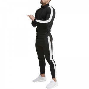 Mens Jogging Tracksuit Gym Training Sports Two Pieces Set Stripe Outfit High Quality