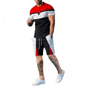 Men Tracksuit Summer Printed Training GYM Bulk T Shirt Shorts Set Custom