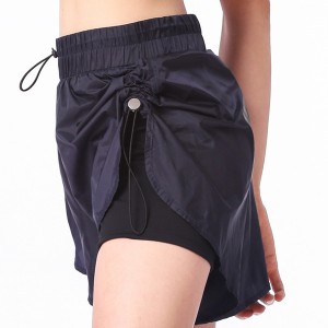 Two Piece Womens Gym Shorts Beam Waist Quick Dry