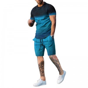 Activewear Set For Men Tracksuit Sports Printed Workout Fashion Short Sleeve T Shirt Shorts