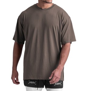 Men T Shirt Loose Oversized Side Slit O Neck High Quality Summer Fashion Factory