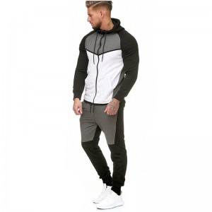 Hooded Jacket and Joggers Comfortable New Style Zipper Contrast Running Fitness Basketball Sportswear