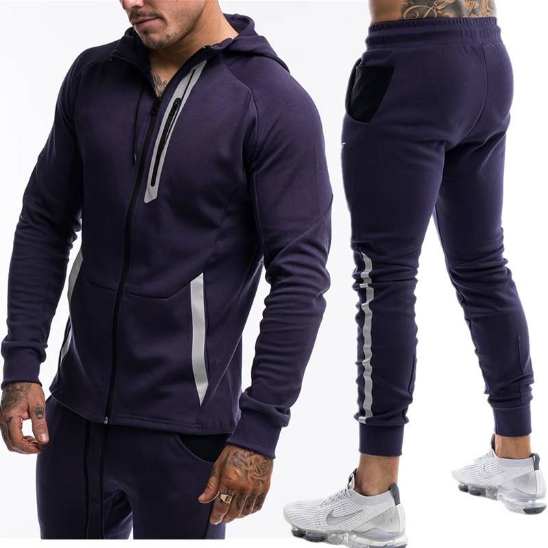 Men Training Wear Hoodies Joggers Sports 2pcs Set Reflective Brand Featured Image