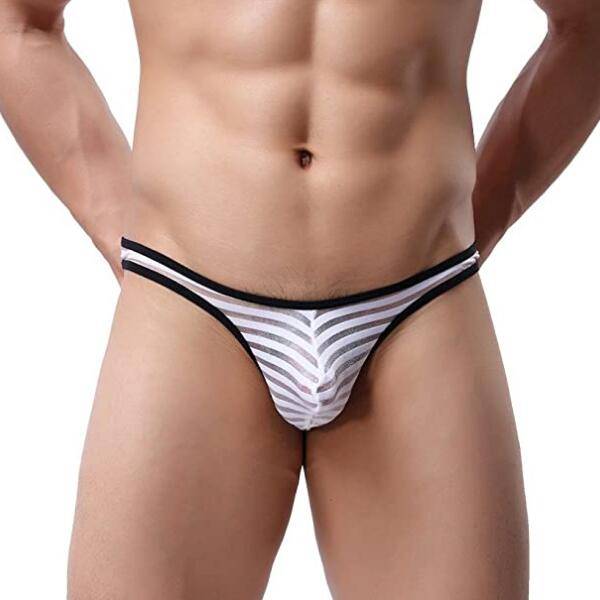 Well-designed Cycling Wear -
 Striped Mesh Translucent Briefs Mens Thong Low Rise T Back G String Underwear – Westfox