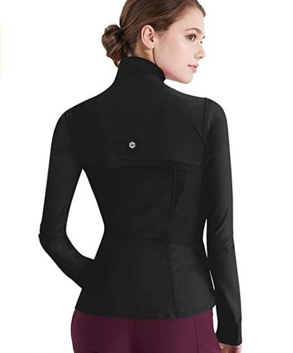 Women's Slim Fit Yoga Workout Jacket Full Zip Thumb Hole Pockets Track Outerwear S-XXL 