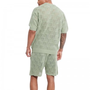 T Shirt And Shorts Set Knitted Short Sleeve Loose Oversized Summer European American