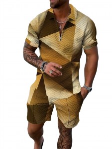 Polo T Shirts Set Zip Up Short Sleeve Mens Tracksuit Oversize Unisex Design Your Own