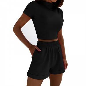 Women Sports Suits Summer Crop Top T Shirt Shorts 2 Piece Set Plus Size Supplier