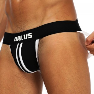 Gay Jockstrap Underwear Sexy Low Waist Stripes Briefs Thong Breathable Wholesale