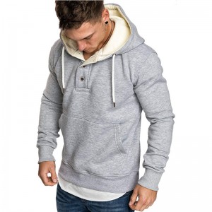 Cotton Hoodies Mens Heavyweight Wholesale High Quality Pullover Fitness Button