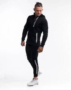 Men Training Wear Hoodies Joggers Sports 2pcs Set Reflective Brand